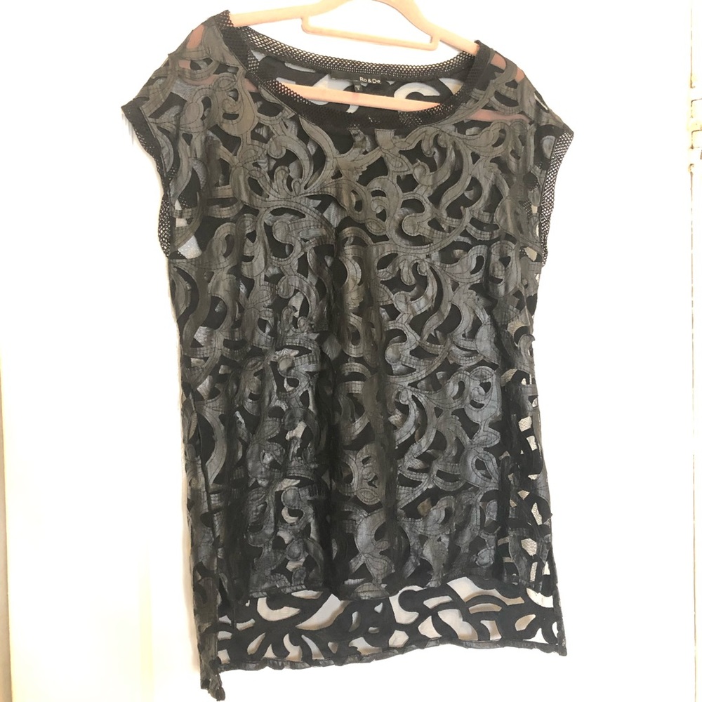 Black leather and mesh top